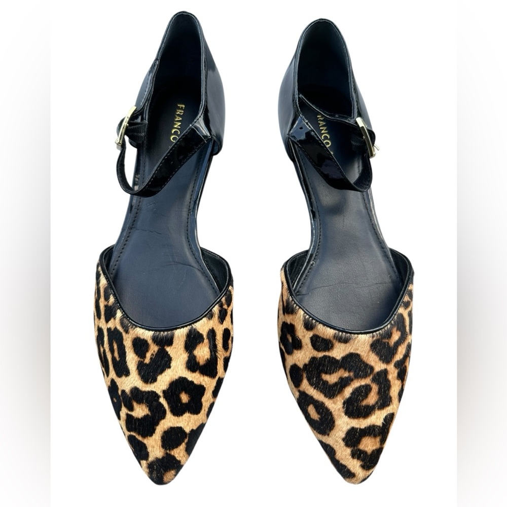 Franco Sarto Hazard 2 Black and Brown Leopard Print Flats Size 9M - Picture 3 of 6